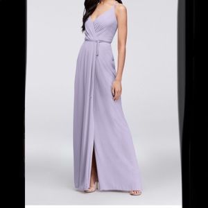 Double-Strap Long Georgette Bridesmaid Wrap Dress